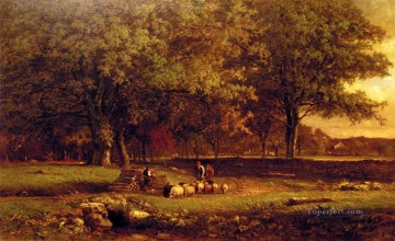 tonalism tonalist Painting - Evening landscape Tonalist George Inness